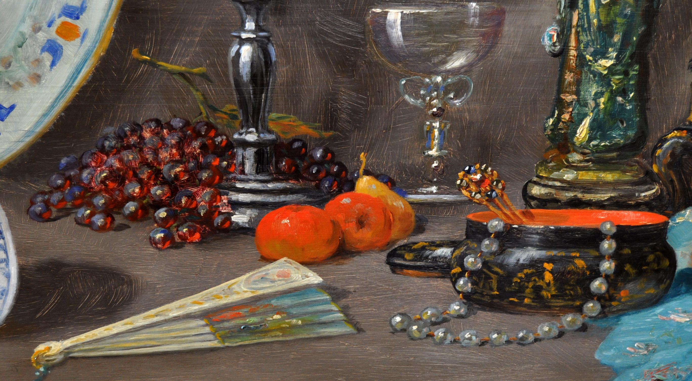 Óleo sobre tabla - Bodegón con elementos chinescos - Año 1929 For Sale 1