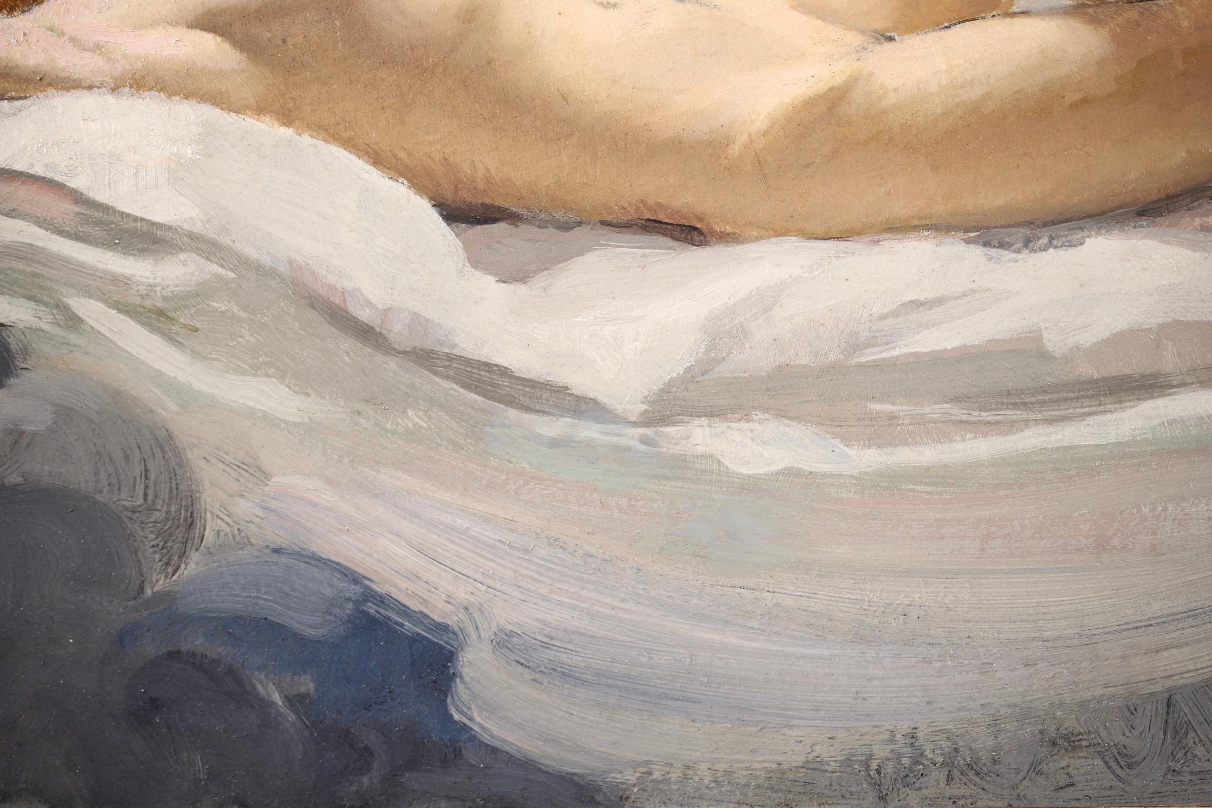 Nu dans les nuages - Post Impressionist Figurative Oil by Albert Braïtou-Sala For Sale 5