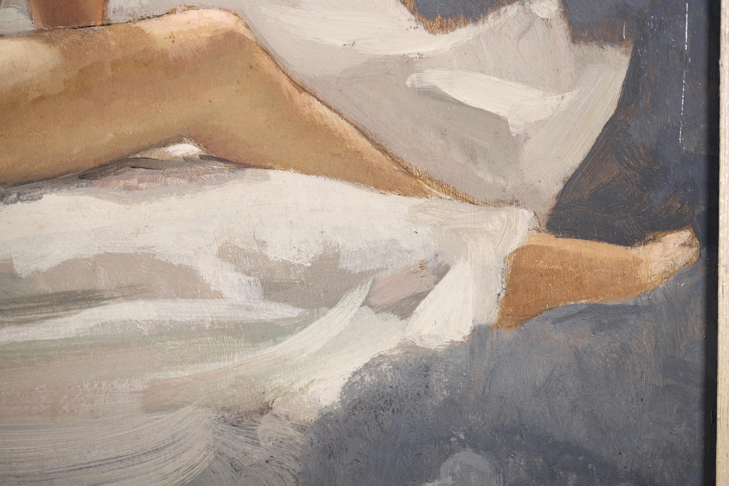 Nu dans les nuages - Post Impressionist Figurative Oil by Albert Braïtou-Sala For Sale 3