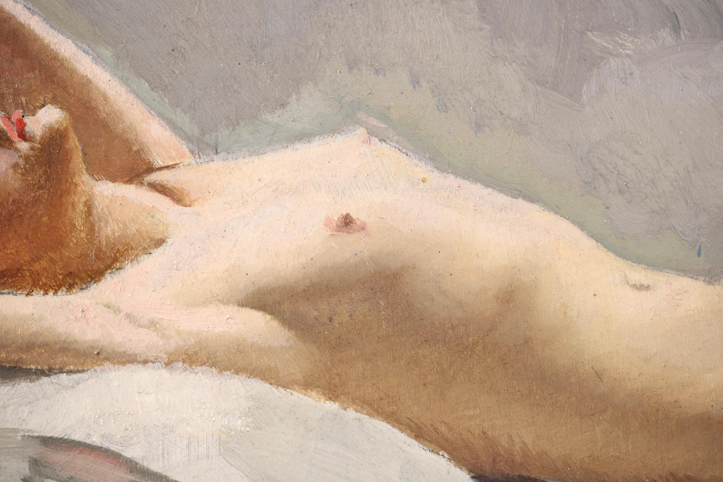 Nude in den Wolken – postimpressionistisches figuratives Ölgemälde von Albert Bratou-Sala (Post-Impressionismus), Painting, von Albert Braïtou-Sala