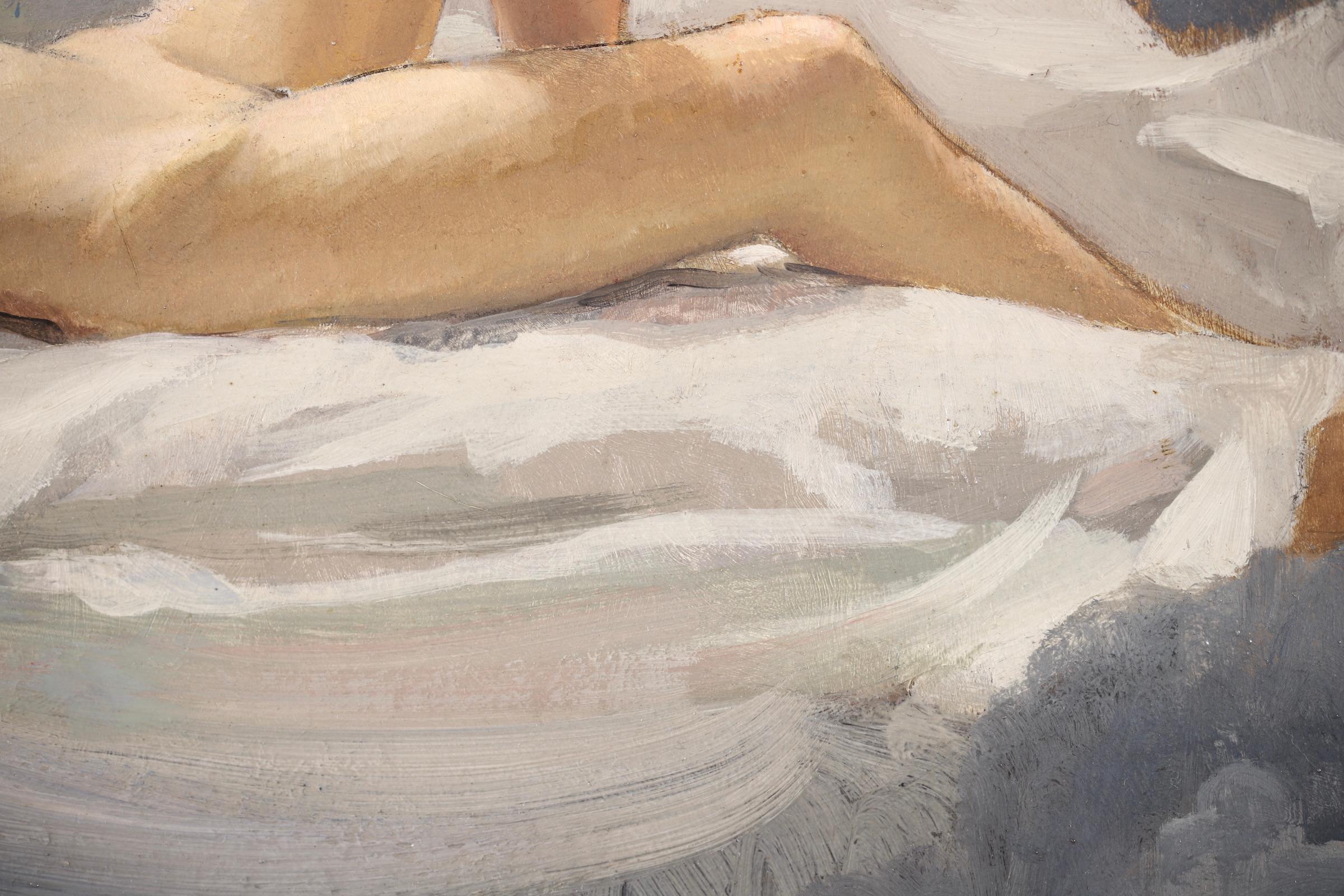 Nude in den Wolken – postimpressionistisches figuratives Ölgemälde von Albert Bratou-Sala im Angebot 3