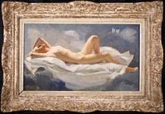 Vintage Nude in the Clouds - Post Impressionist Figurative Oil by Albert Braïtou-Sala