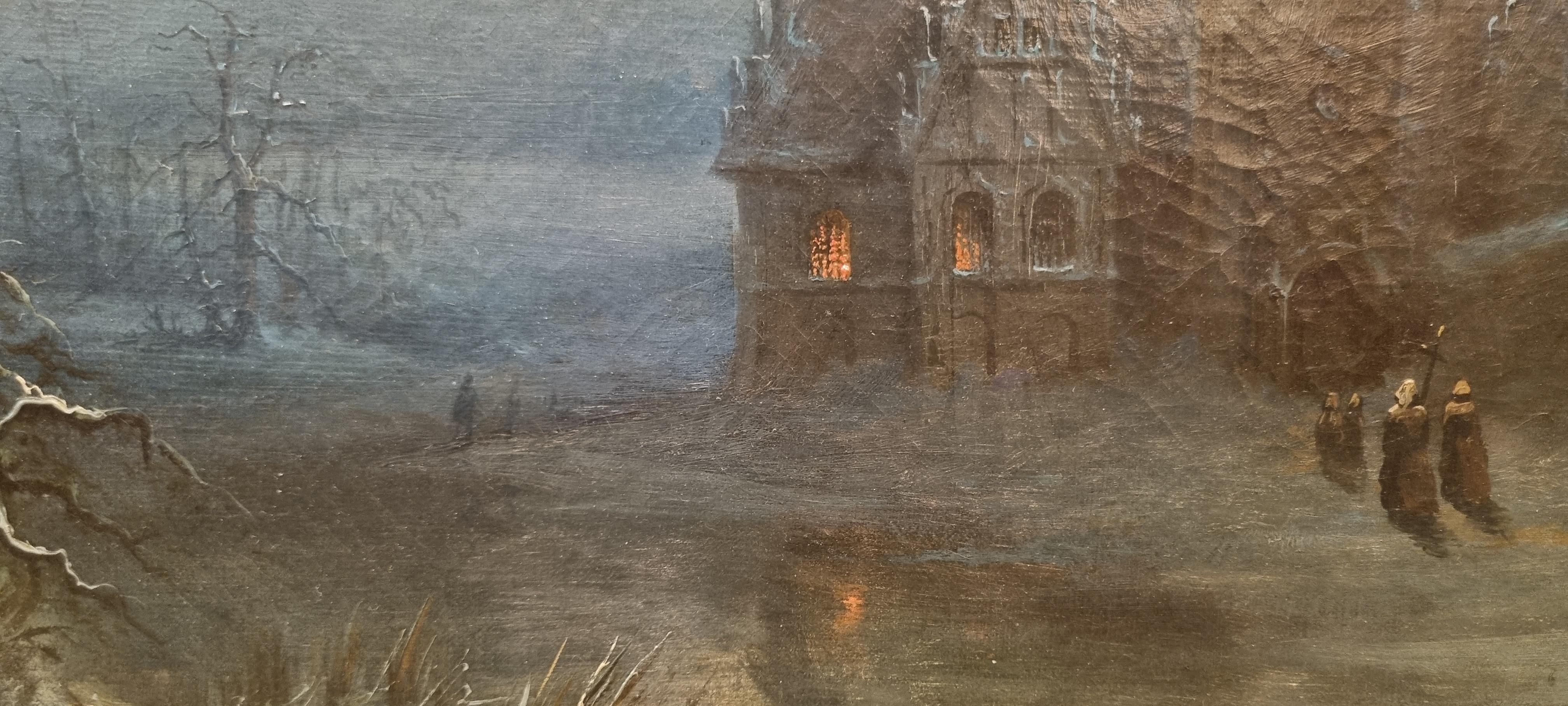 BREDOW Schneelandschaft Mondlicht Nacht Deutsche russische Schule Romantisches 19. Jahrhundert im Angebot 2