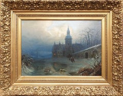 Antique BREDOW Snow landscape moonlight night German Russian school romantic 19th 