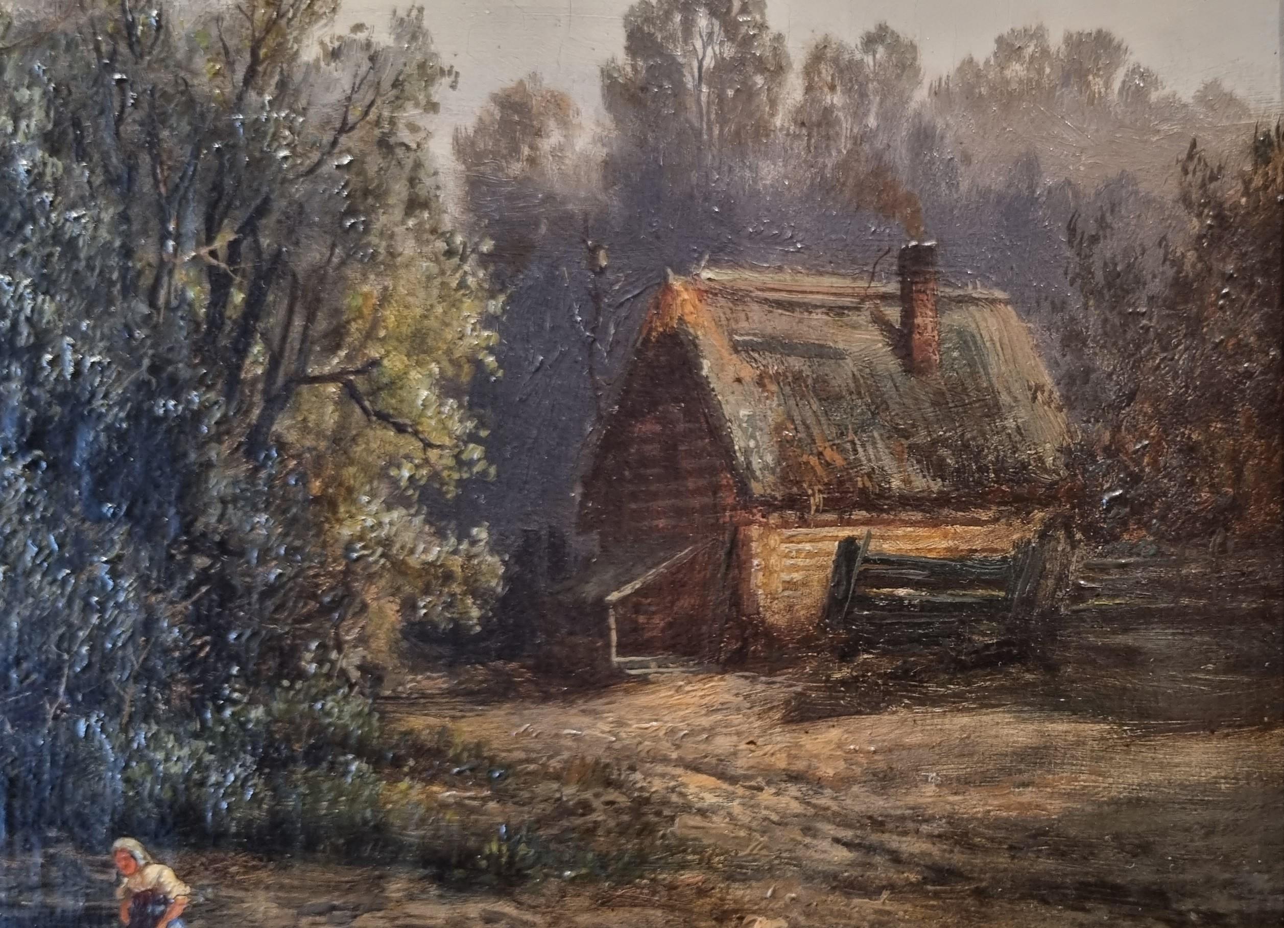 Albert BREDOW
Garnsee, 1827 – Charlottenburg, 1899
Landscape with a young girl crossing a river near a cottage
Oil on canvas
Signed lower left 