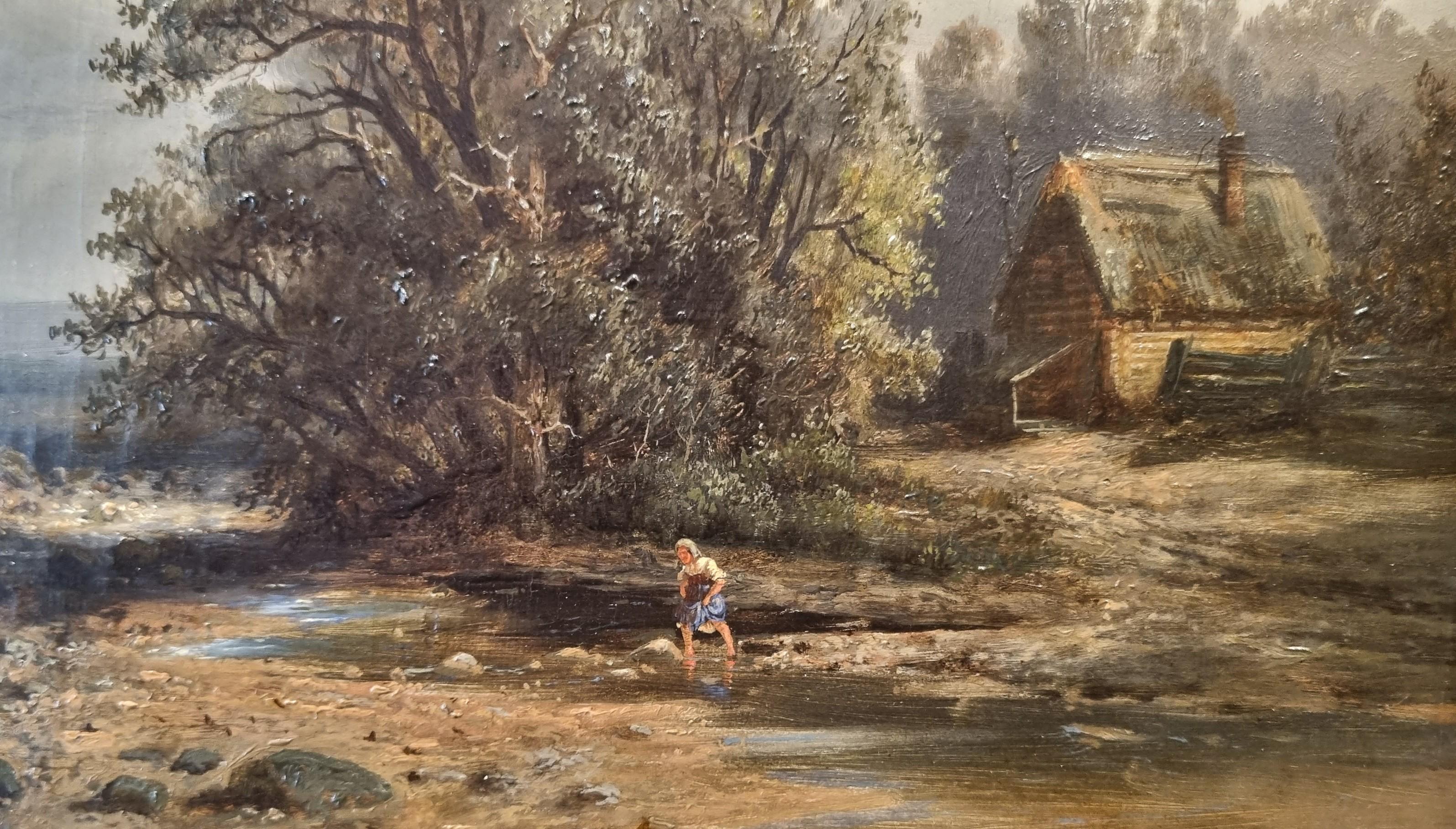 Russian German Romantic Painting BREDOW Fairytale Landscape river 19th For Sale 1