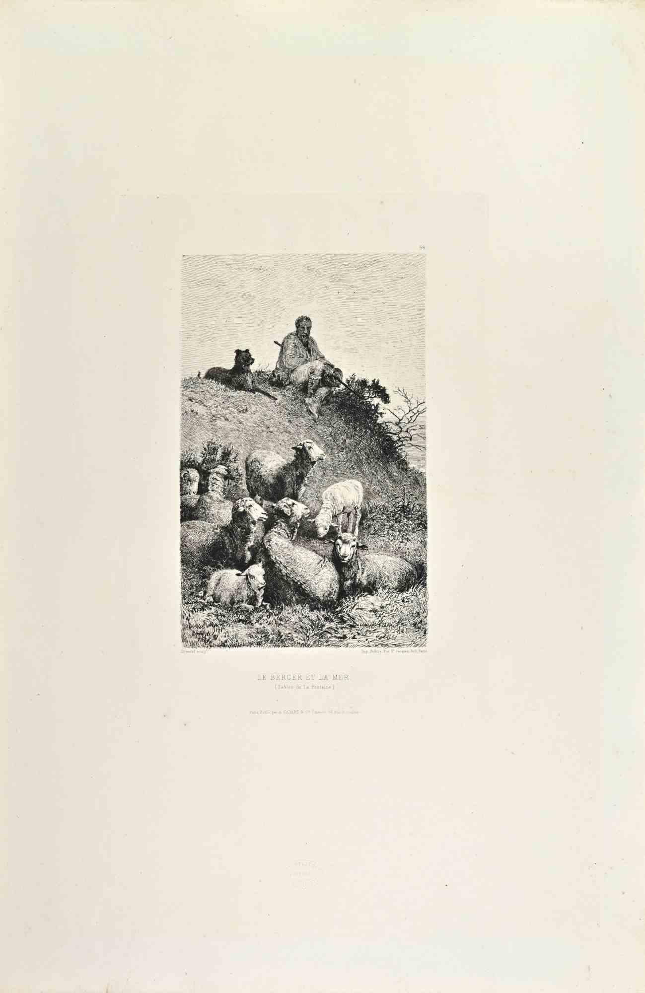 Le Berger et la Mer is a black and White etching realized by Albert Brendel in the 1860s. 

Titled in the lower

Image Size:  29x20

Very good impression.

Realized for the "Société des Aquafortistes. Born on the initiative of the publisher Alfred
