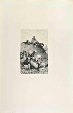 Le Berger et la Mer - Radierung von Albert Brendel - 1860er Jahre