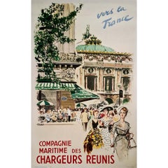 1950 original poster by Albert Brenet Compagnie Maritime des Chargeurs Réunis