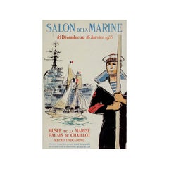 1955 original exhibition poster for the Salon de la Marine by Albert Brenet
