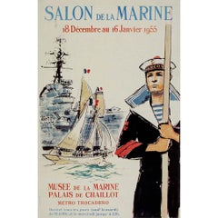 Vintage 1955 original exhibition poster for the Salon de la Marine by Albert Brenet