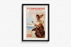 50s Original poster by Albert Brenet Compagnie Générale Transatlantique