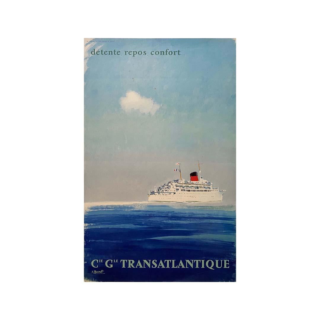 Das Originalplakat von Albert Brenet für die Compagnie Générale Transatlantique im Angebot 3