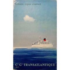 Vintage Albert Brenet's original poster for the Compagnie Générale Transatlantique