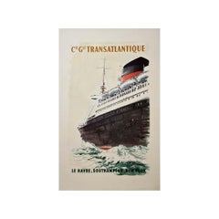 Circa 1950 Original French Line Poster by Albert Brenet