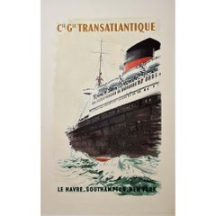 Circa 1950 Original French Line Poster by Albert Brenet