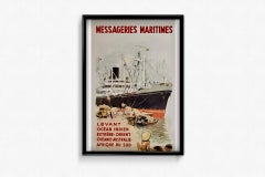 Circa 1950 Affiche originale d'Albert Brenet pour les Messageries Maritimes
