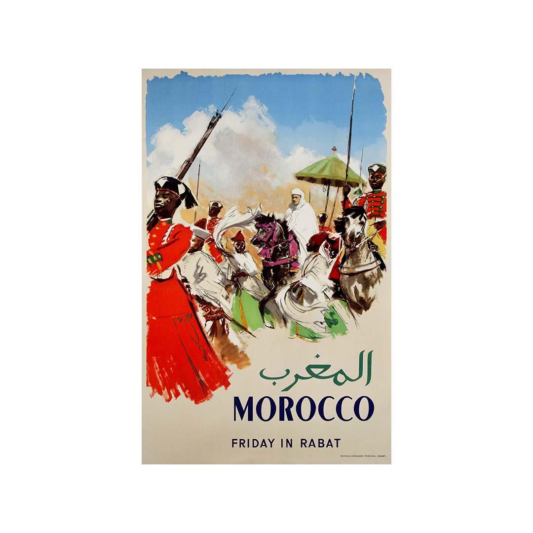 Circa 1950 travel poster by Albert Brenet - King Mohammed V. For Sale 2