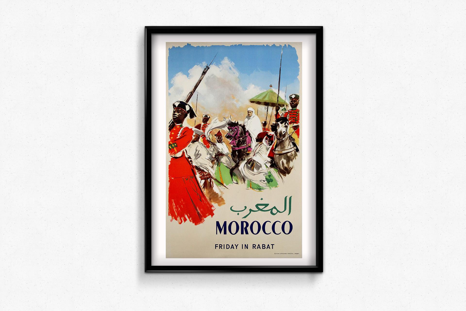 Circa 1950 travel poster by Albert Brenet - King Mohammed V. For Sale 3