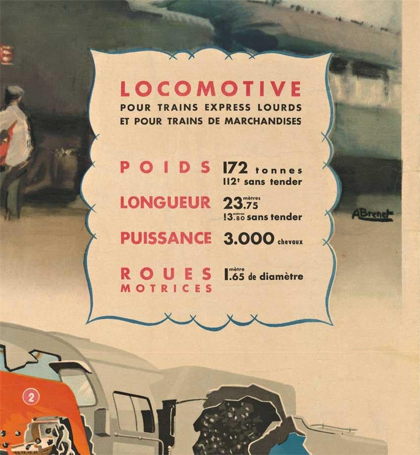 Original-Vintage-Poster „Locomotive a Vapeur, Typoe 141 P“, Eisenbahn (Akademisch), Print, von Albert Brenet
