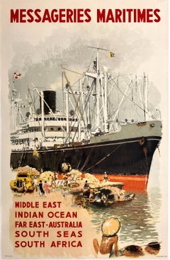 Albert Brenet - Poster originale Messageries Marititime Middle East di A. Brenet C1950 Poster originale Messageries Marititime Middle East di A. Brenet C1950