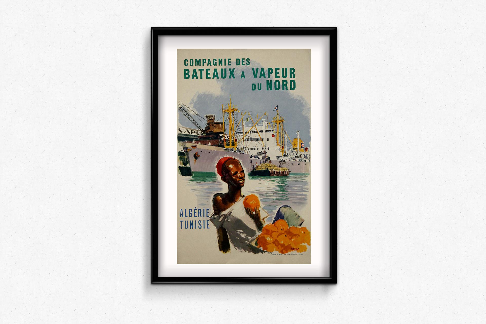 Original poster by Albert Brenet - Compagnie des bateaux a vapeur du Nord For Sale 1