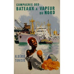 Cartel original de Albert Brenet - Compagnie des bateaux a vapeur du Nord