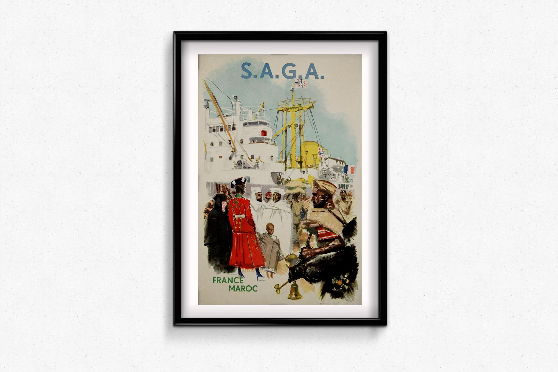 Original poster by Albert Brenet - S.A.G.A. France Maroc For Sale 3