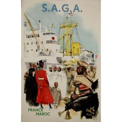 Cartel original de Albert Brenet - S.A.G.A. Francia Marruecos