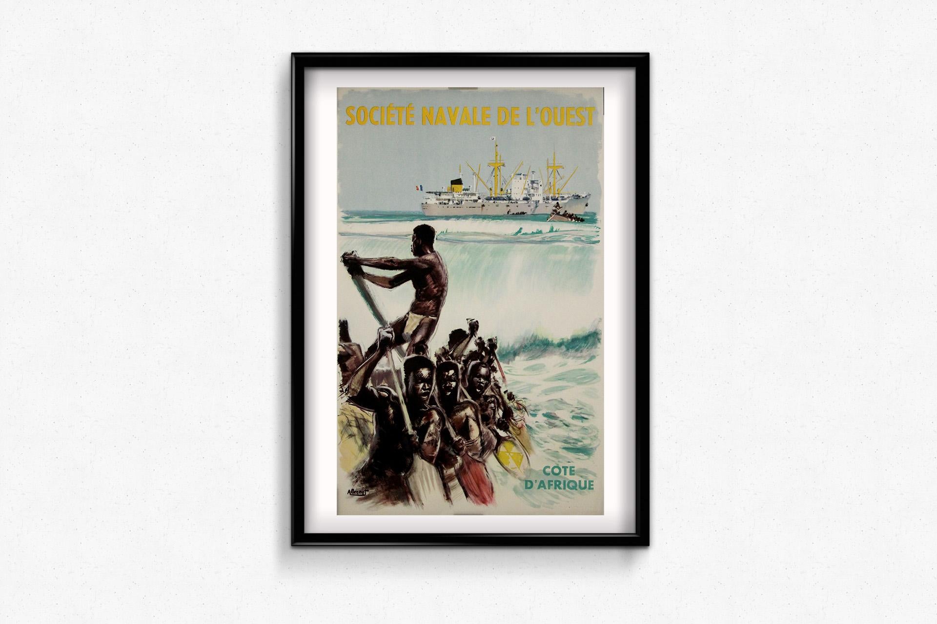 Original poster by Albert Brenet - Société Navale de l'Ouest Côte d'Afrique For Sale 1