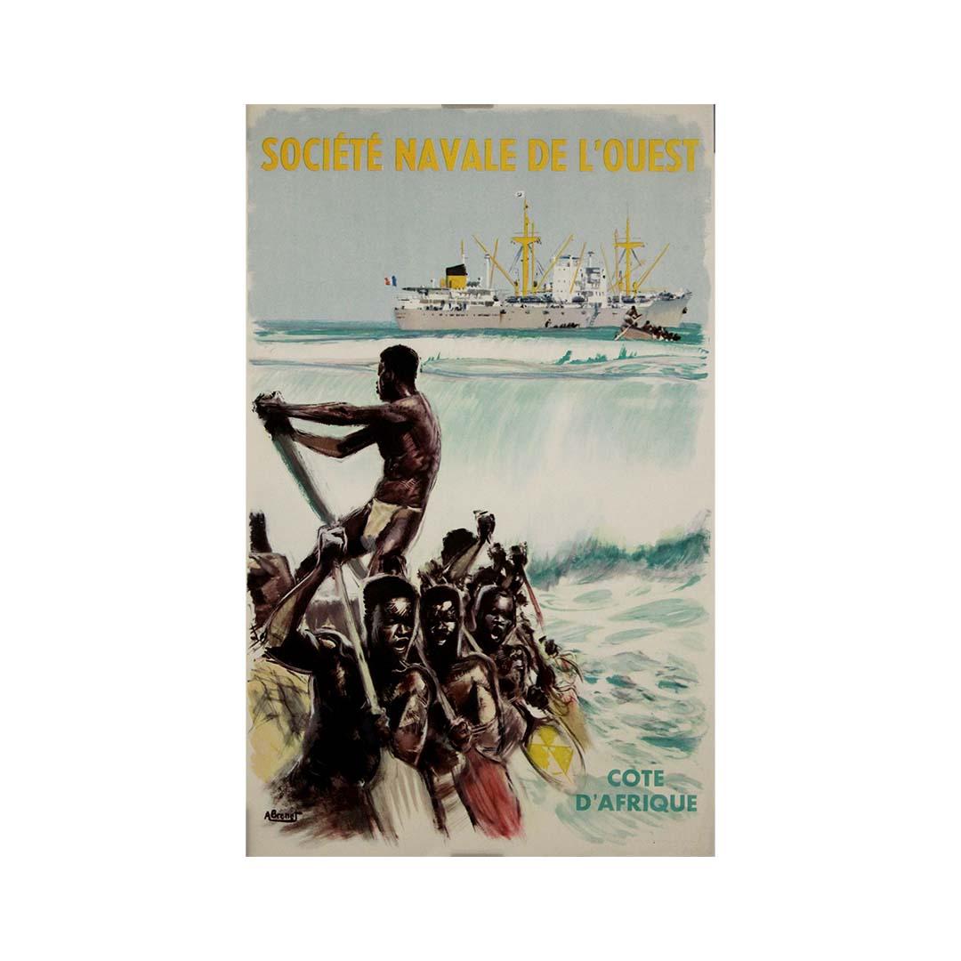 Original poster by Albert Brenet - Société Navale de l'Ouest Côte d'Afrique For Sale 3