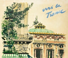 Original Vintage Poster Chargeurs Reunis Cruise Travel Paris Opera Cafe Fashion