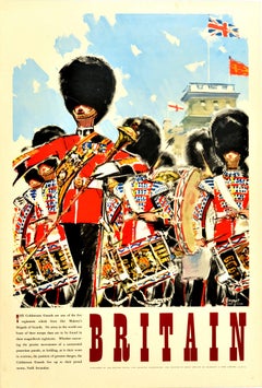 Original Vintage Travel Poster Britain The Coldstream Guards Ceremonial Parade