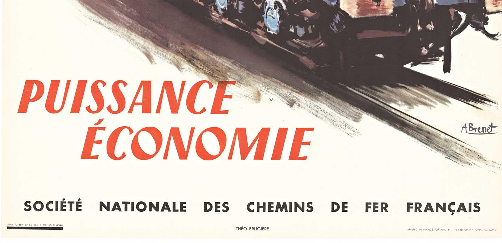 Puissance Economie SNCF French Railroad. original vintage poster - Print by Albert Brenet