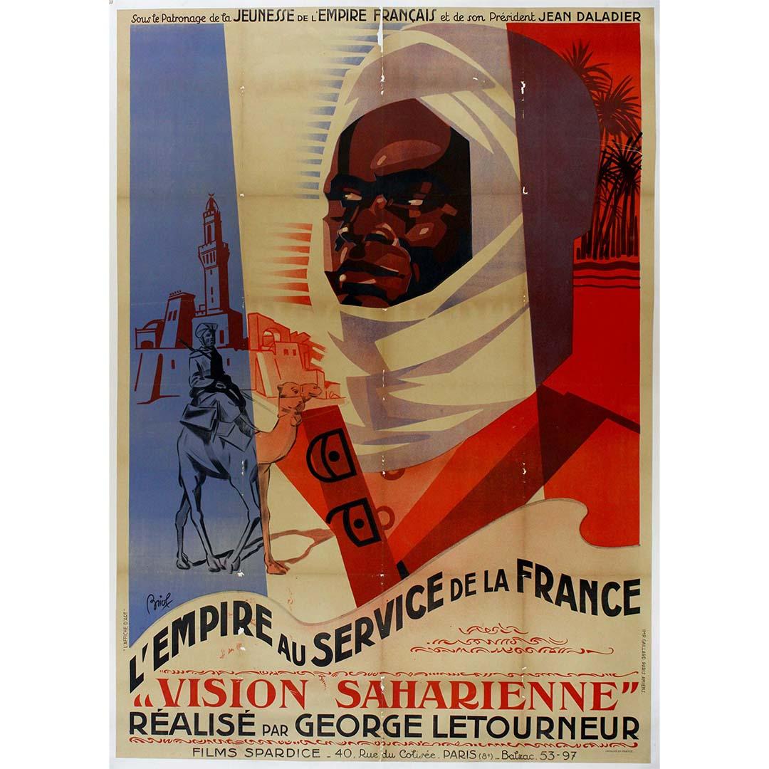 1939 original poster L'Empire au Service de la France - Vision Saharienne - Print by Albert Briol