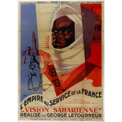 Affiche originale de 1939 L'Empire au Service de la France - Vision Saharienne