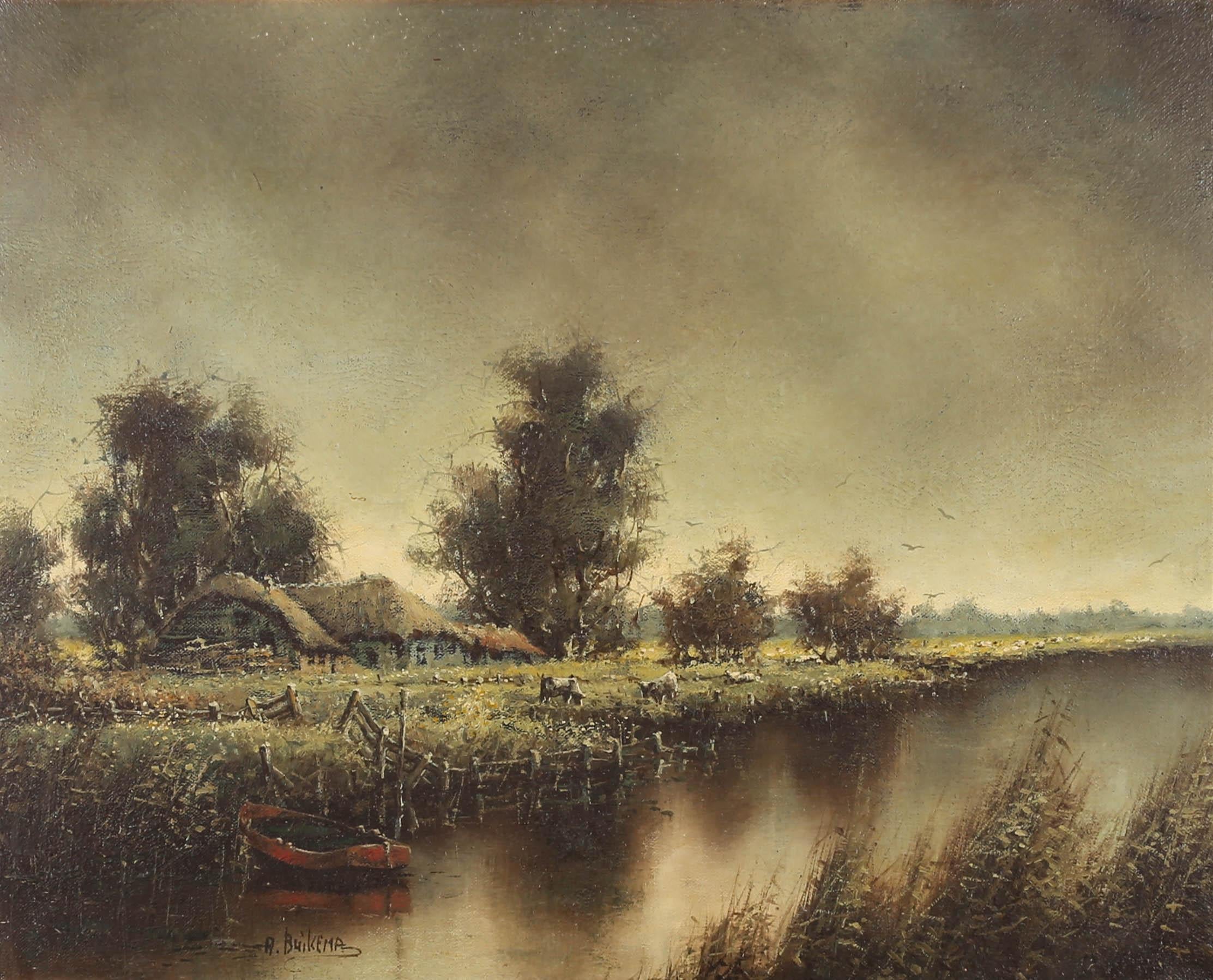 Albert Buikema (1949-1994) - Huile du XXe siècle, Bouteille par la rivière 1
