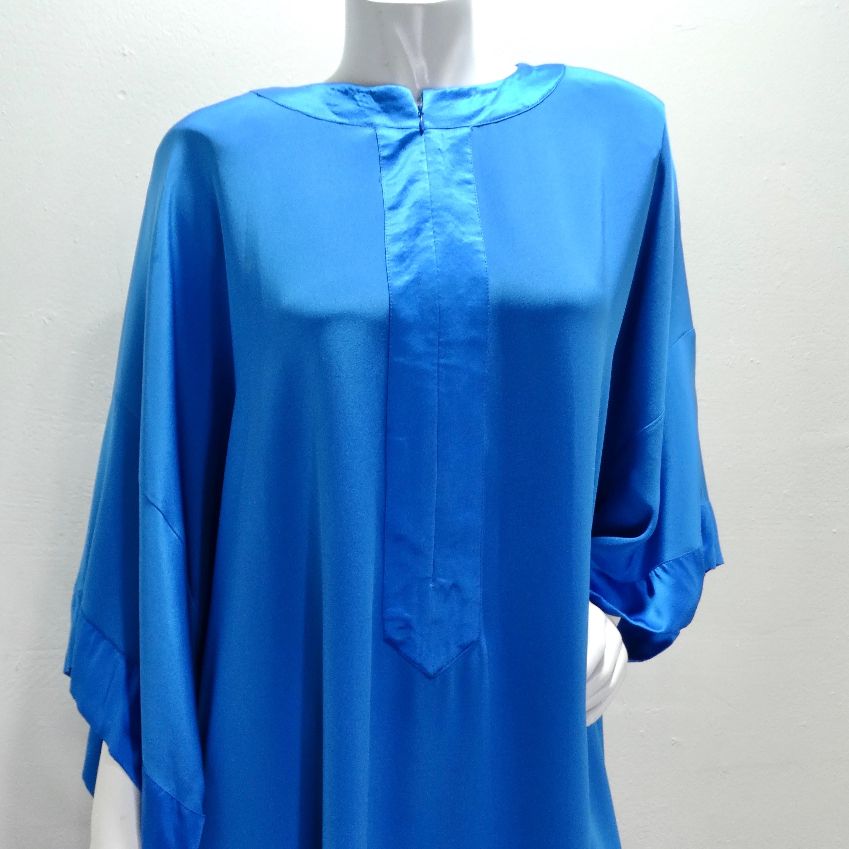 Albert Capraro 1970s Blue Kaftan Dress In Good Condition For Sale In Scottsdale, AZ