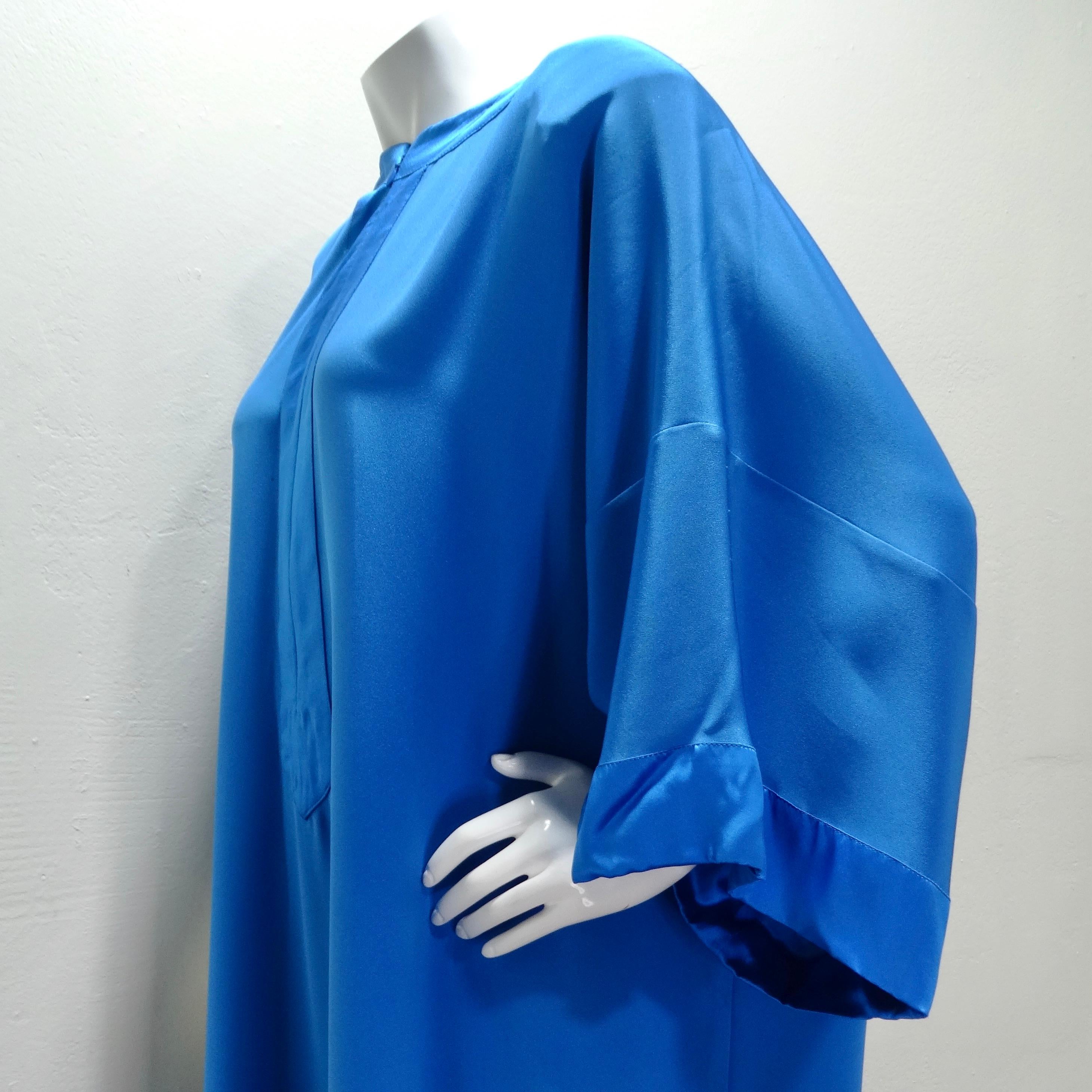 Albert Capraro 1970s Blue Kaftan Dress For Sale 3