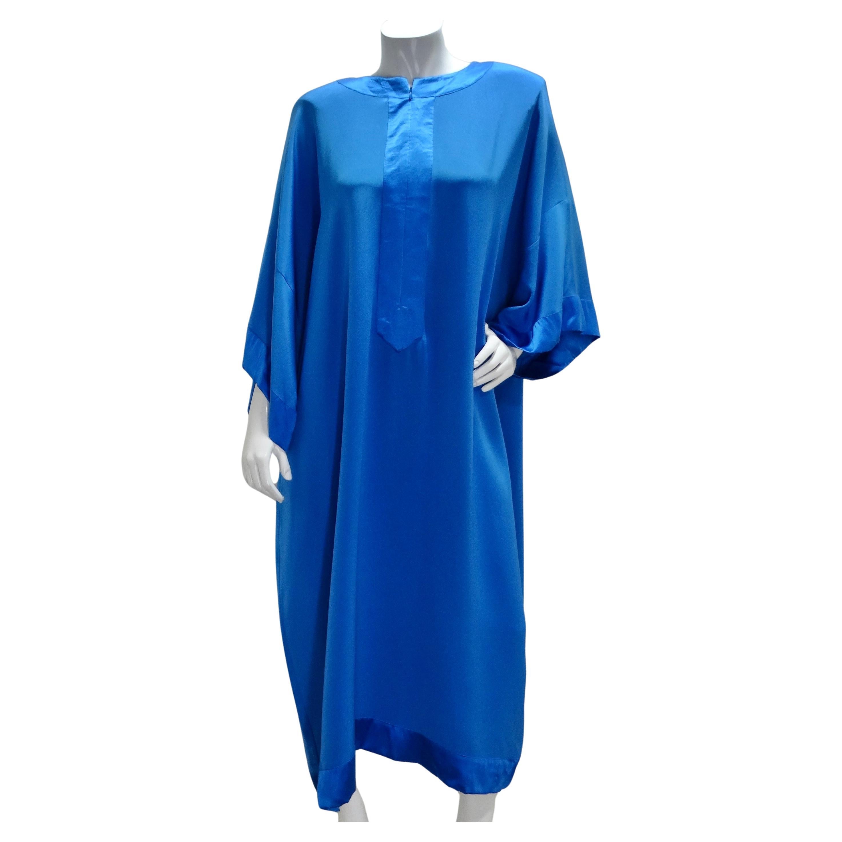 Robe caftan bleue Albert Capraro des années 1970 en vente
