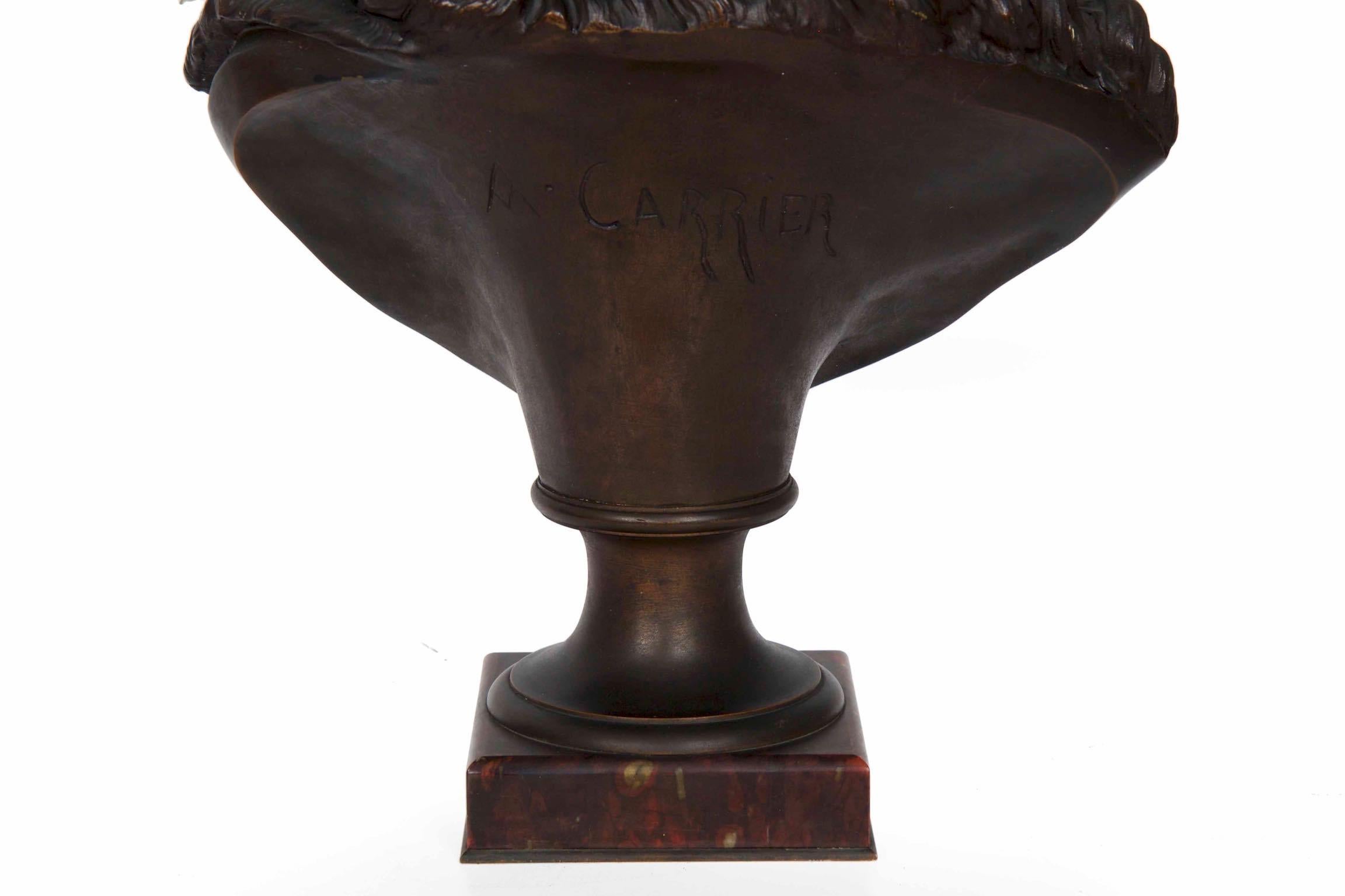 Albert Carrier-Belleus French Bronze Antique Sculpture Bust of Albrecht Dürer 4