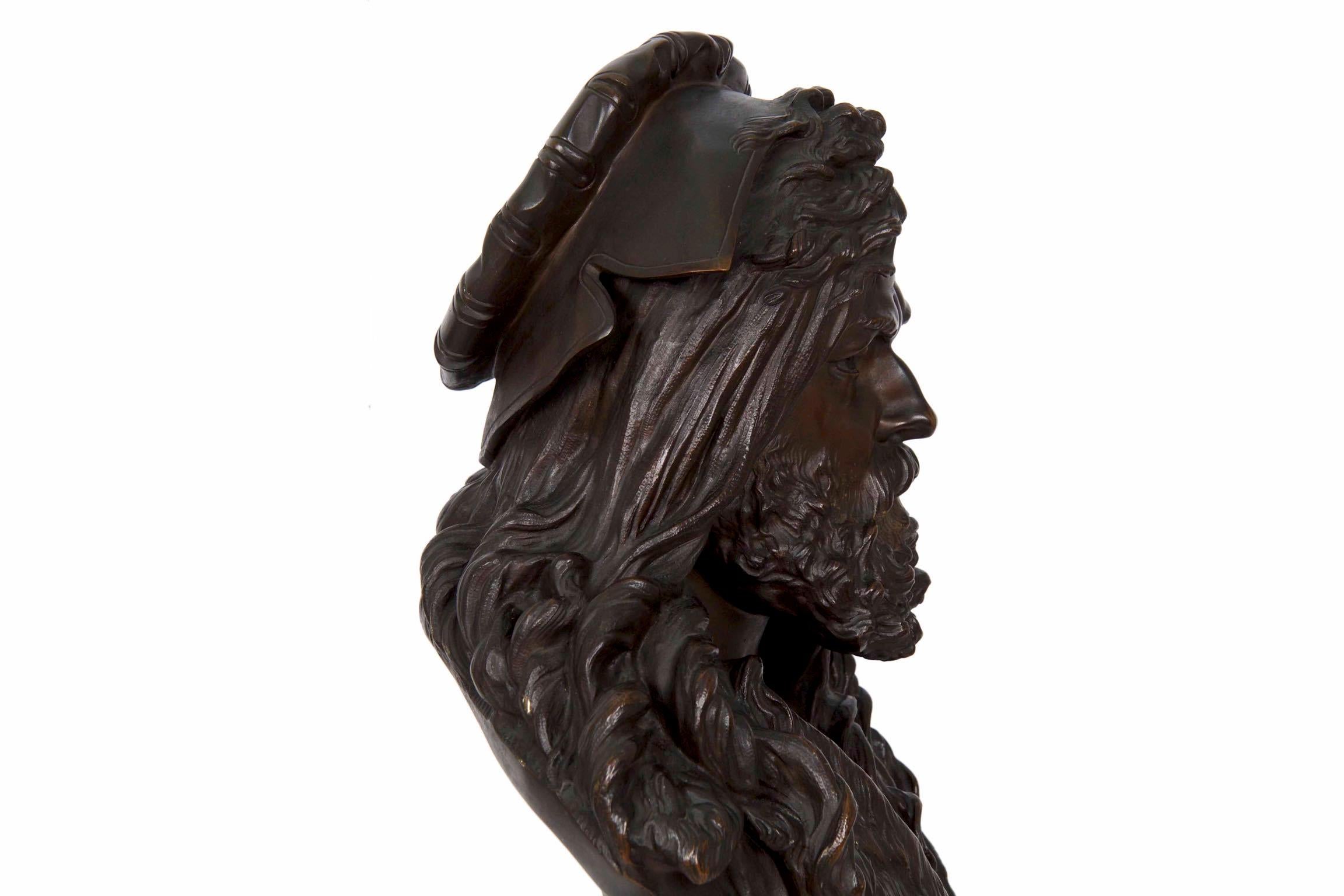 Albert Carrier-Belleus French Bronze Antique Sculpture Bust of Albrecht Dürer 5