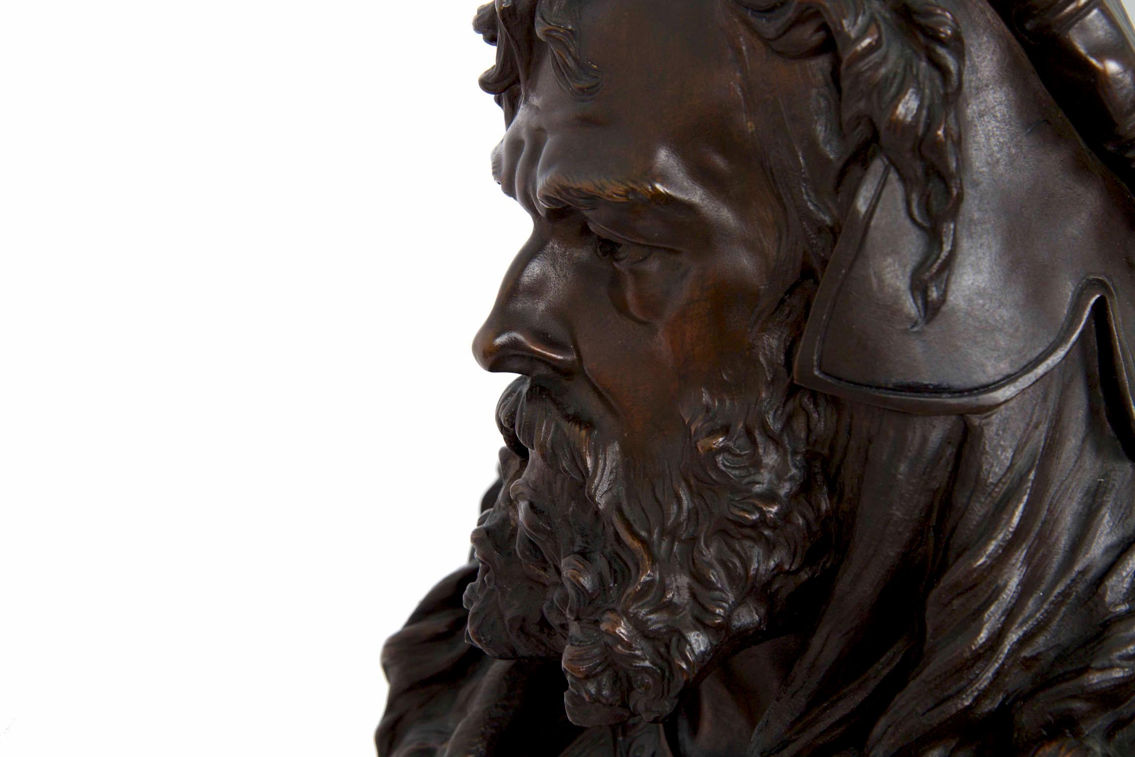 Albert Carrier-Belleus French Bronze Antique Sculpture Bust of Albrecht Dürer 10