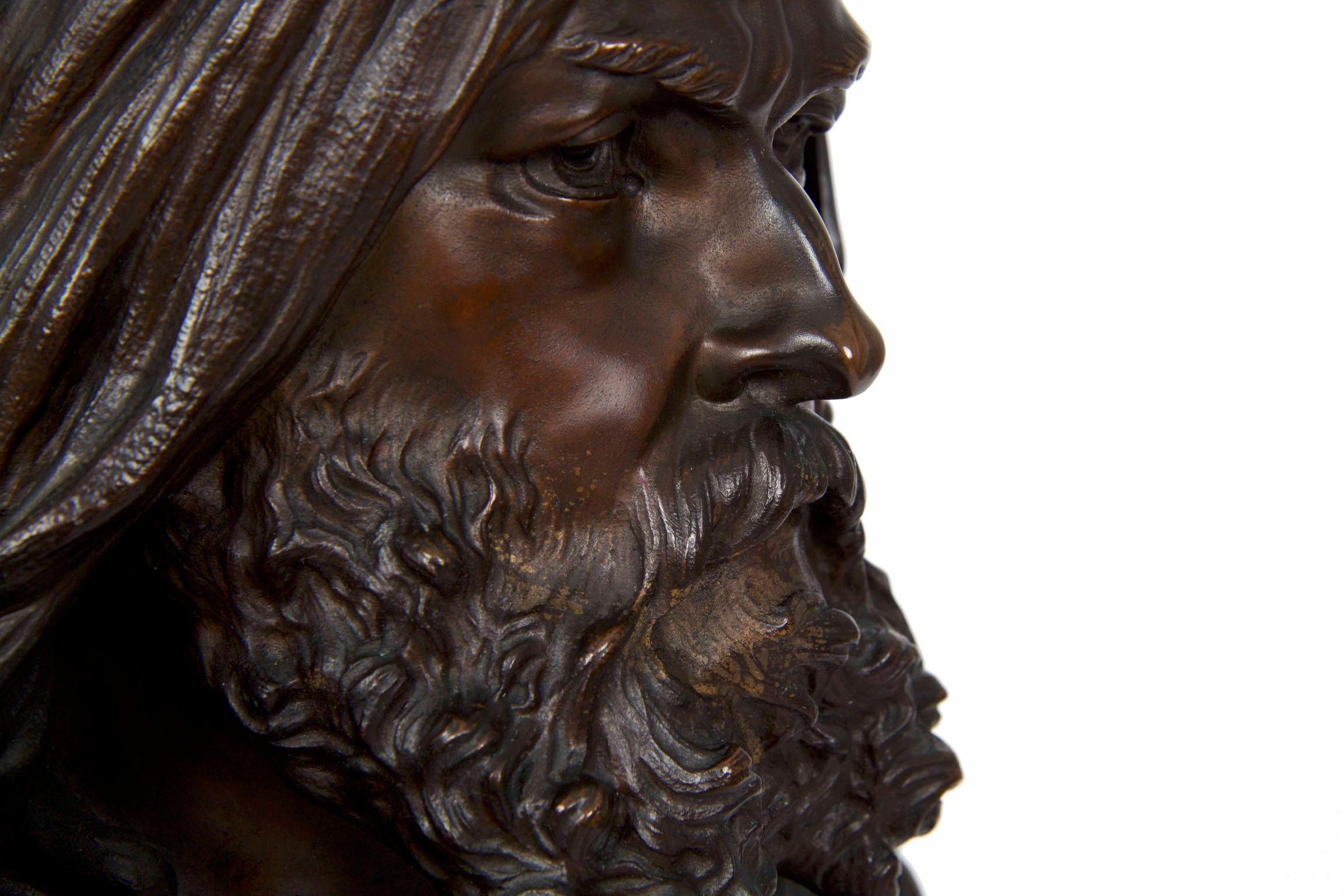 Albert Carrier-Belleus French Bronze Antique Sculpture Bust of Albrecht Dürer 11