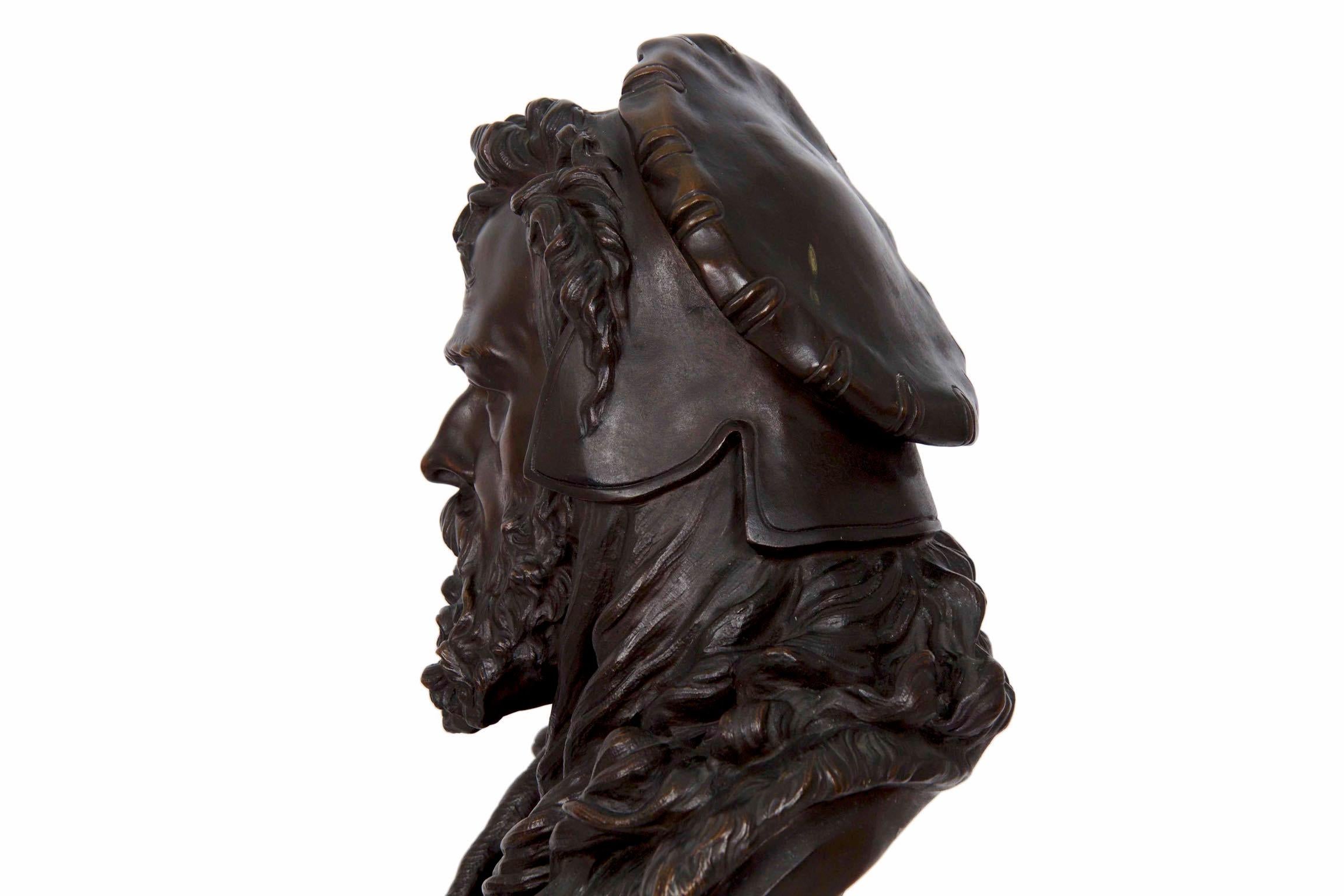 Albert Carrier-Belleus French Bronze Antique Sculpture Bust of Albrecht Dürer 1