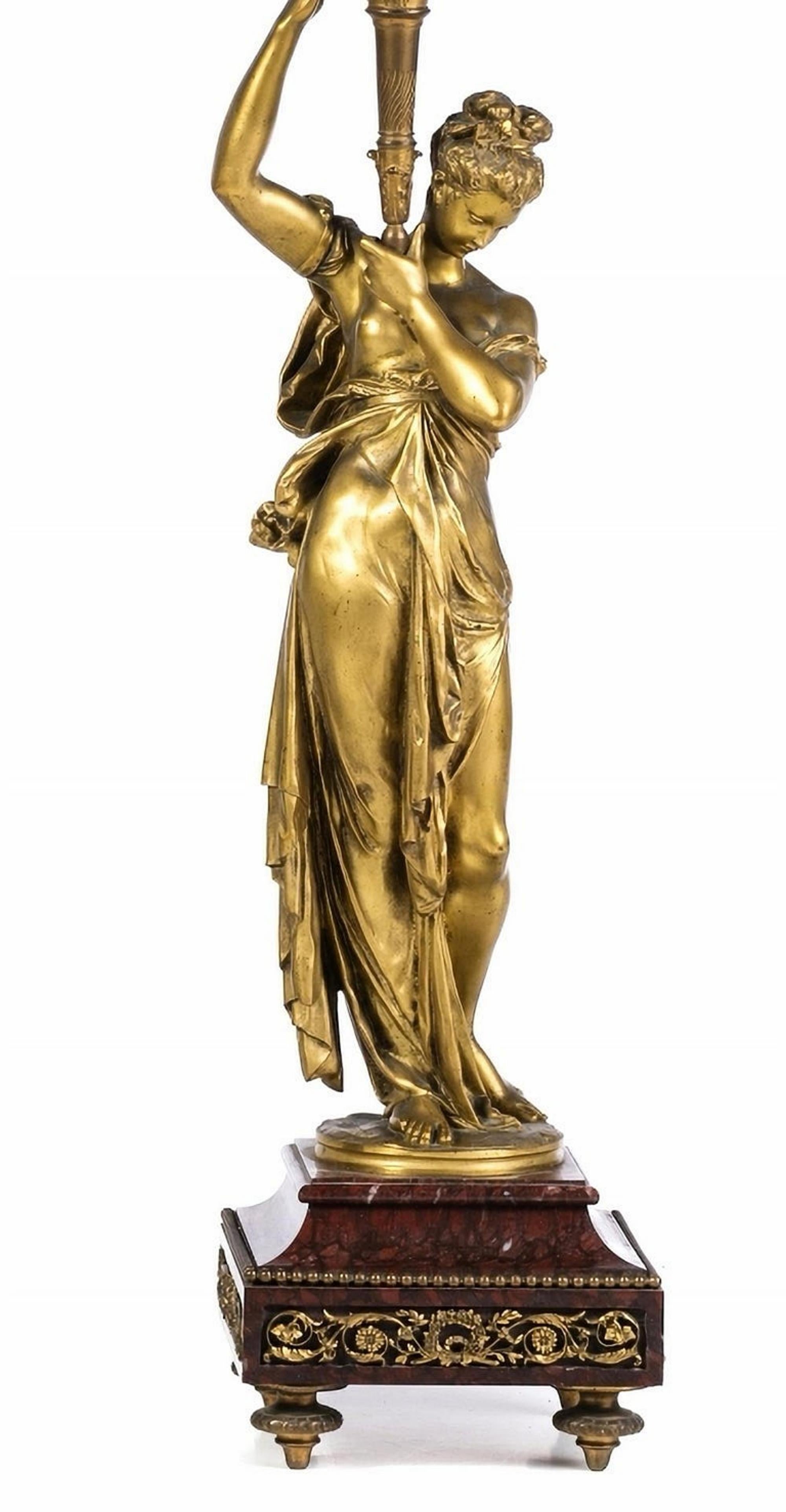 Albert Carrier-Belleuse '1824-1887' Paire de candélabres français à cinq feux 19ème en vente 3