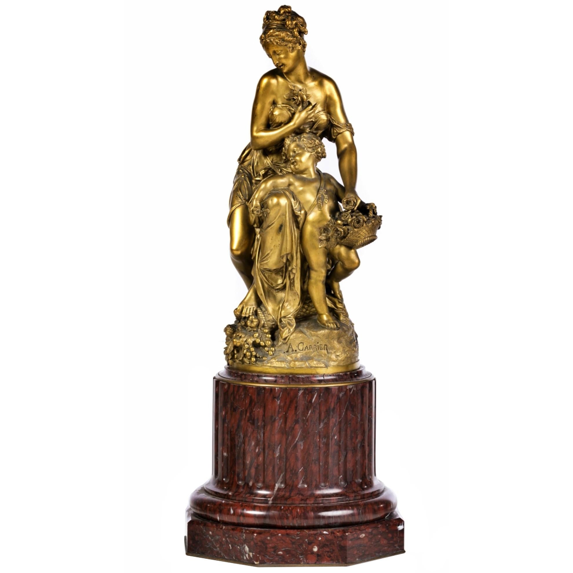 Albert Carrier-Belleuse " Allegory " Signed 19th Century Bronze For Sale