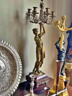 Paire de candélabres français à cinq branches Albert Carrier-Belleuse, 19ème siècle