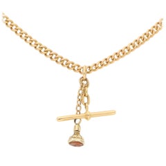 Albert Chain 18 Karat Rose Gold with Carnelian Fob