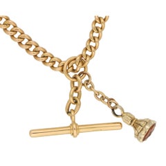 Albert Chain 18 Karat Rose Gold with Carnelian Fob